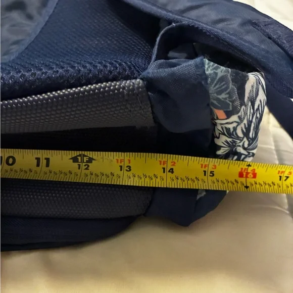 Eastsport Floral Navy Backpack - Peach & Cream Accents Many Compartments - Picture 3 of 9